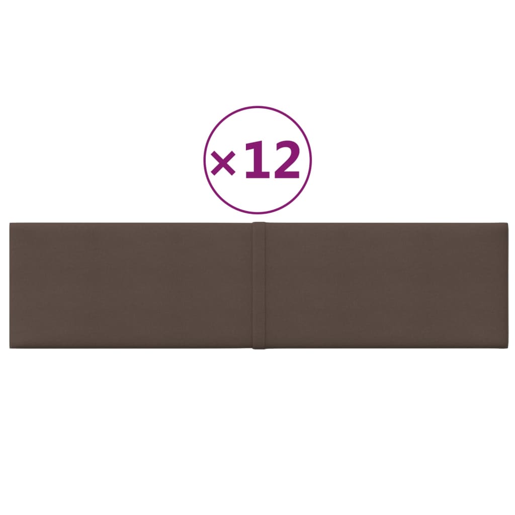 Wandpaneele 12 Stk. Taupe 60x15 cm Stoff 1,08 m²