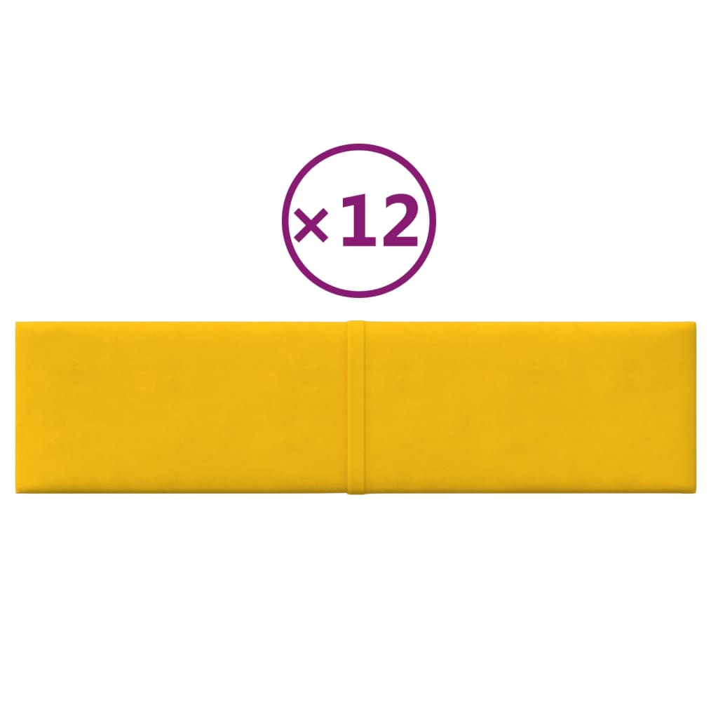 Wandpaneele 12 Stk. Gelb 60x15 cm Samt 1,08 m²