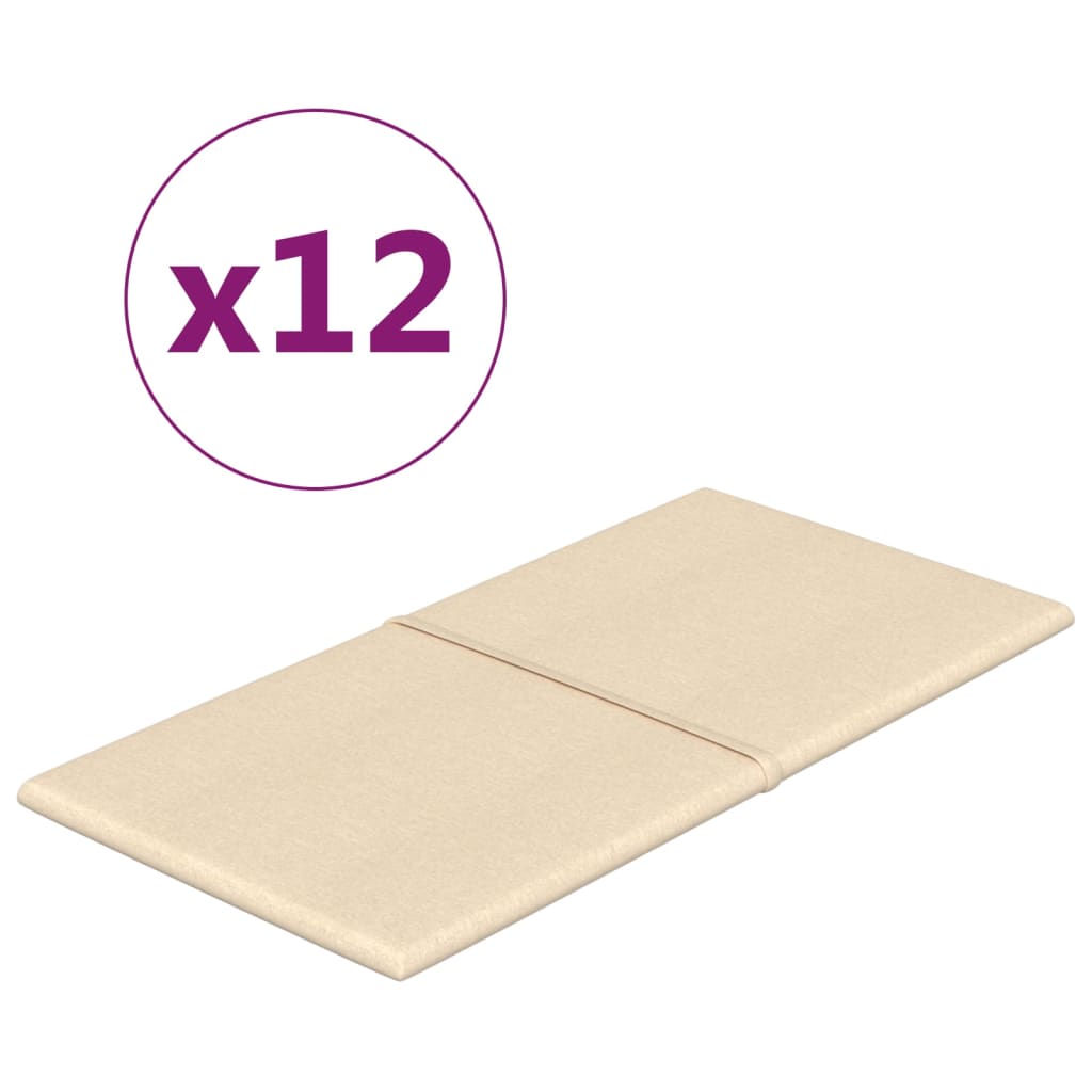 Wandpaneele 12 Stk. Creme 60x30 cm Stoff 2,16 m²