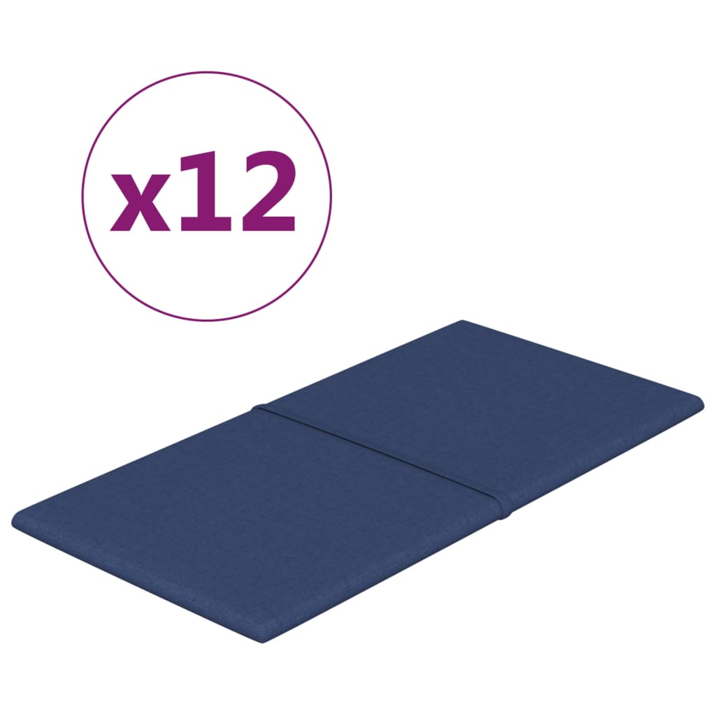 Wandpaneele 12 Stk. Blau 60x30 cm Stoff 2,16 m²