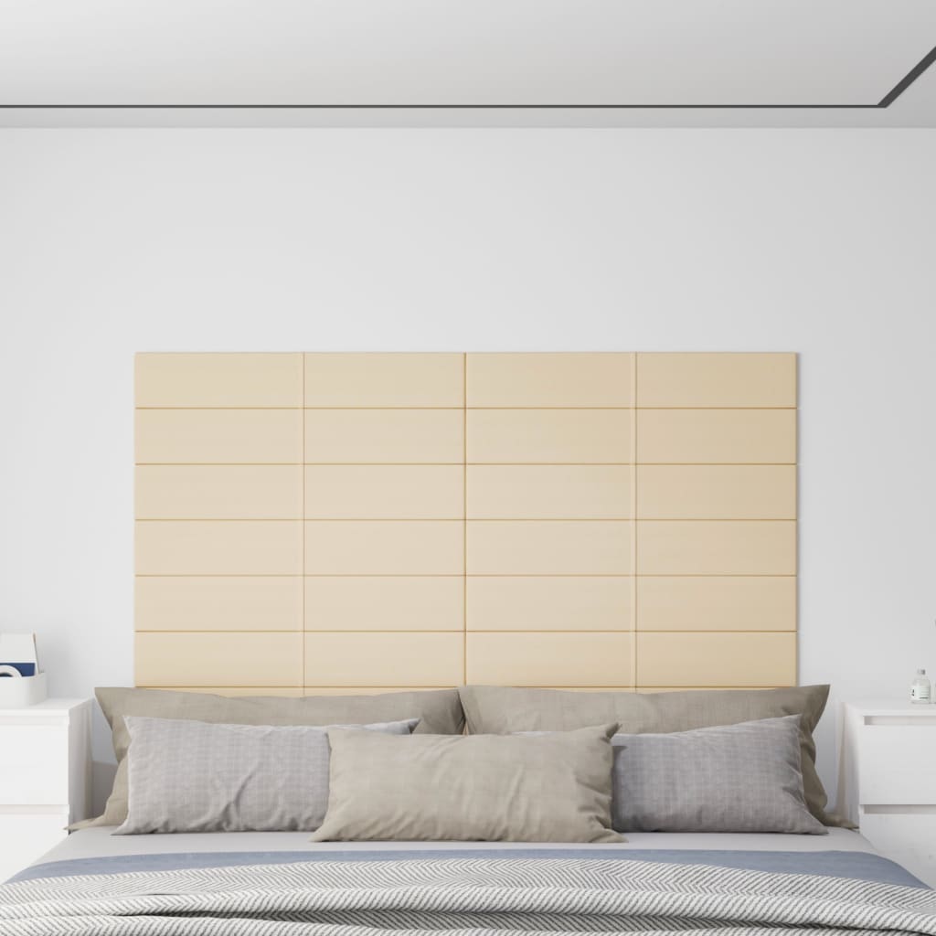 Wandpaneele 12 Stk. Creme 90x15 cm Stoff 1,62 m²