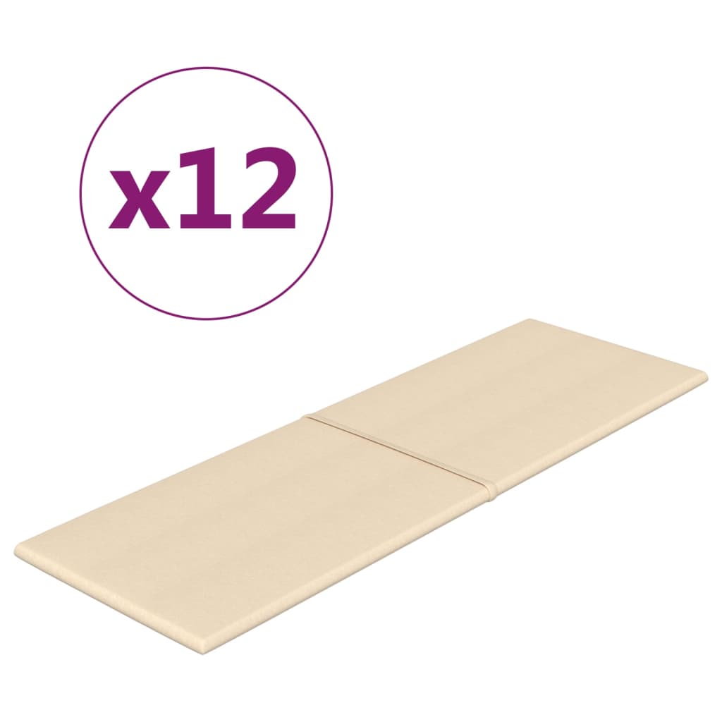 Wandpaneele 12 Stk. Creme 90x30 cm Stoff 3,24 m²