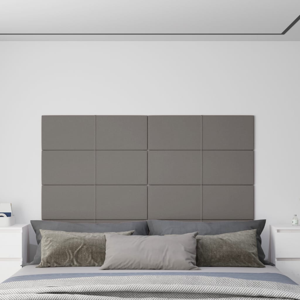 Wandpaneele 12 Stk. Hellgrau 90x30 cm Stoff 3,24 m²