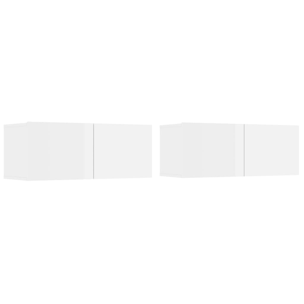TV-Schränke 2 Stk. Hochglanz-Weiß 80x30x30 cm Holzwerkstoff
