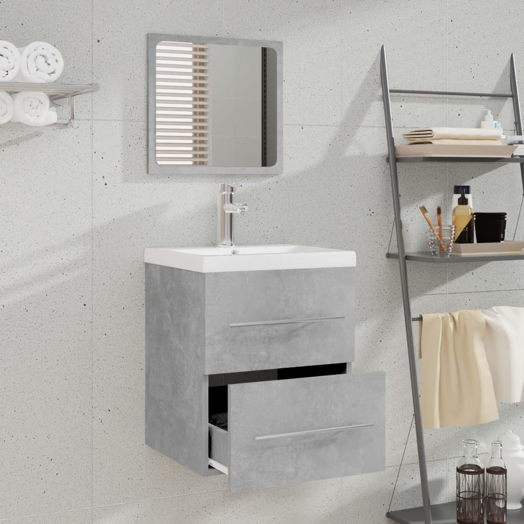 Badschrank mit Spiegel Betongrau 41x38,5x48 cm