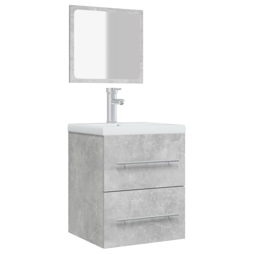 Badschrank mit Spiegel Betongrau 41x38,5x48 cm