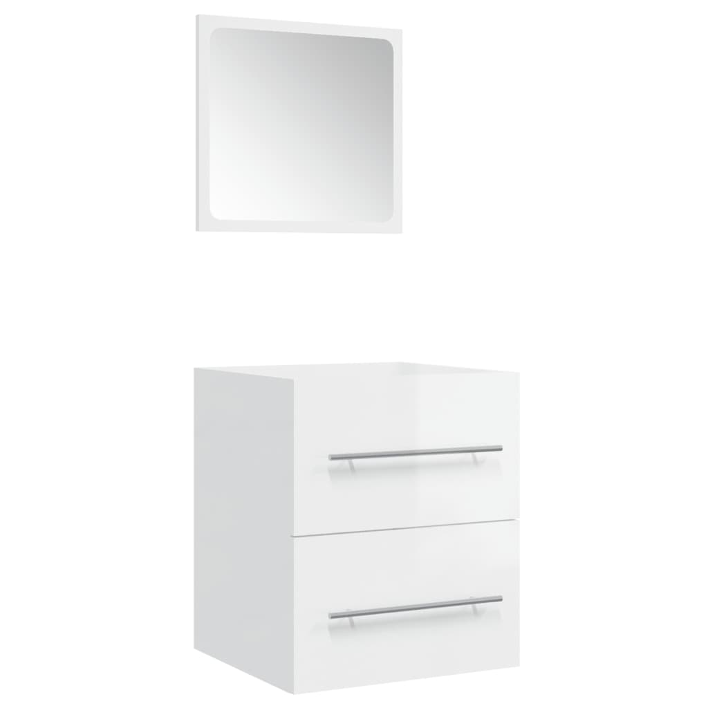 Badschrank mit Spiegel Hochglanz-Weiß 41x38,5x48 cm