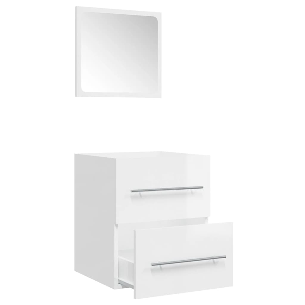 Badschrank mit Spiegel Hochglanz-Weiß 41x38,5x48 cm