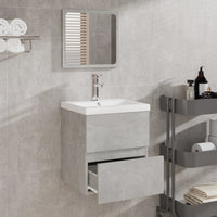 Thumbnail for Badschrank mit Spiegel Betongrau Holzwerkstoff