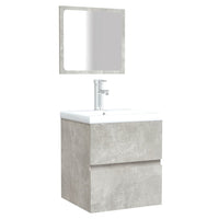 Thumbnail for Badschrank mit Spiegel Betongrau Holzwerkstoff