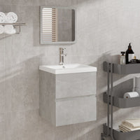 Thumbnail for Badschrank mit Spiegel Betongrau Holzwerkstoff