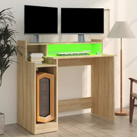 Thumbnail for Schreibtisch mit LEDs Sonoma-Eiche 97x90x45 cm Holzwerkstoff