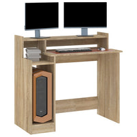 Thumbnail for Schreibtisch mit LEDs Sonoma-Eiche 97x90x45 cm Holzwerkstoff