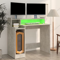 Thumbnail for Schreibtisch mit LEDs Betongrau 97x45x90 cm Holzwerkstoff