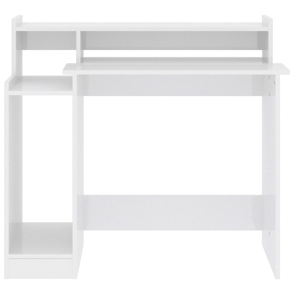 Schreibtisch mit LEDs Hochglanz-Weiß 97x90x45 cm Holzwerkstoff