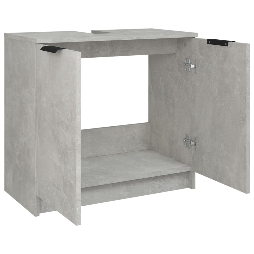 Badezimmerschrank Betongrau 64,5x33,5x59 cm Holzwerkstoff