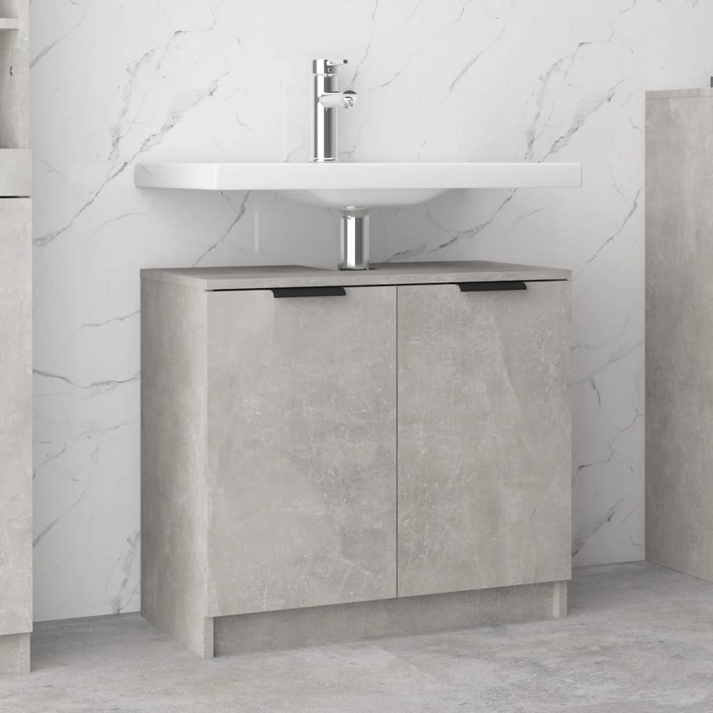 Badezimmerschrank Betongrau 64,5x33,5x59 cm Holzwerkstoff