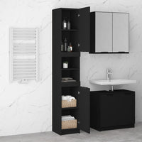 Thumbnail for Badschrank Schwarz 32x34x188,5 cm Holzwerkstoff
