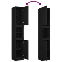 Thumbnail for Badschrank Schwarz 32x34x188,5 cm Holzwerkstoff