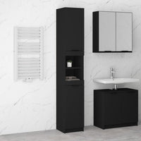 Thumbnail for Badschrank Schwarz 32x34x188,5 cm Holzwerkstoff