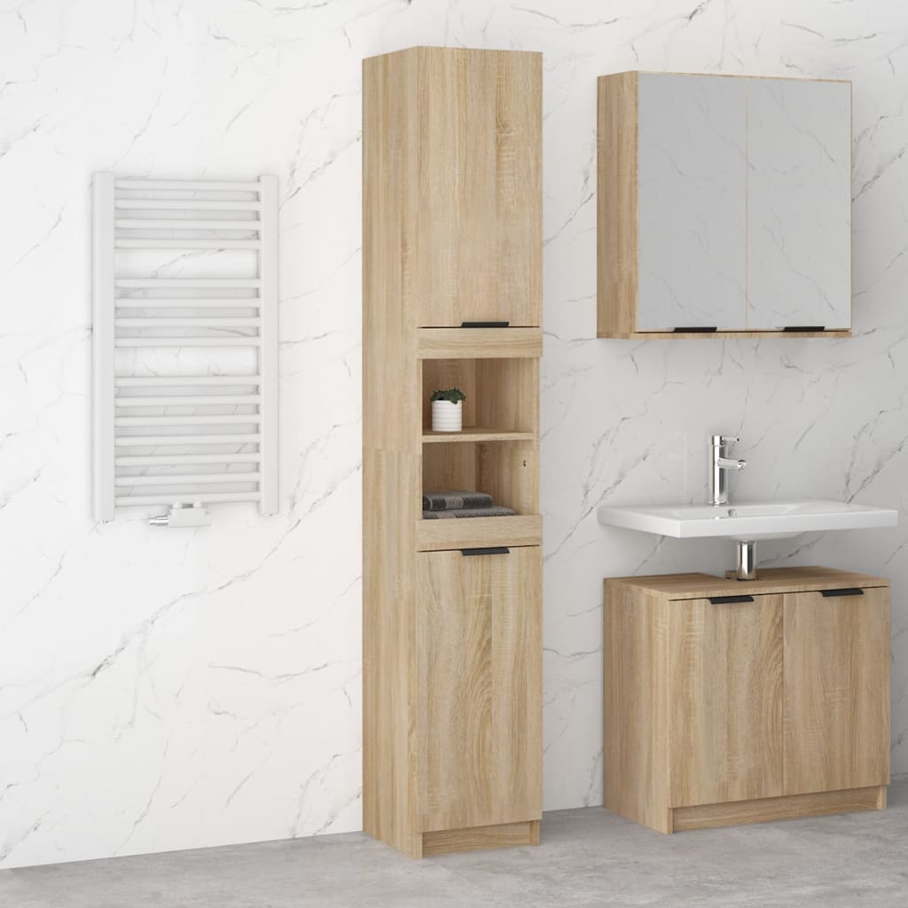 Badschrank Sonoma-Eiche 32x34x188,5 cm Holzwerkstoff