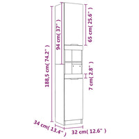 Thumbnail for Badschrank Hochglanz-Weiß 32x34x188,5 cm Holzwerkstoff