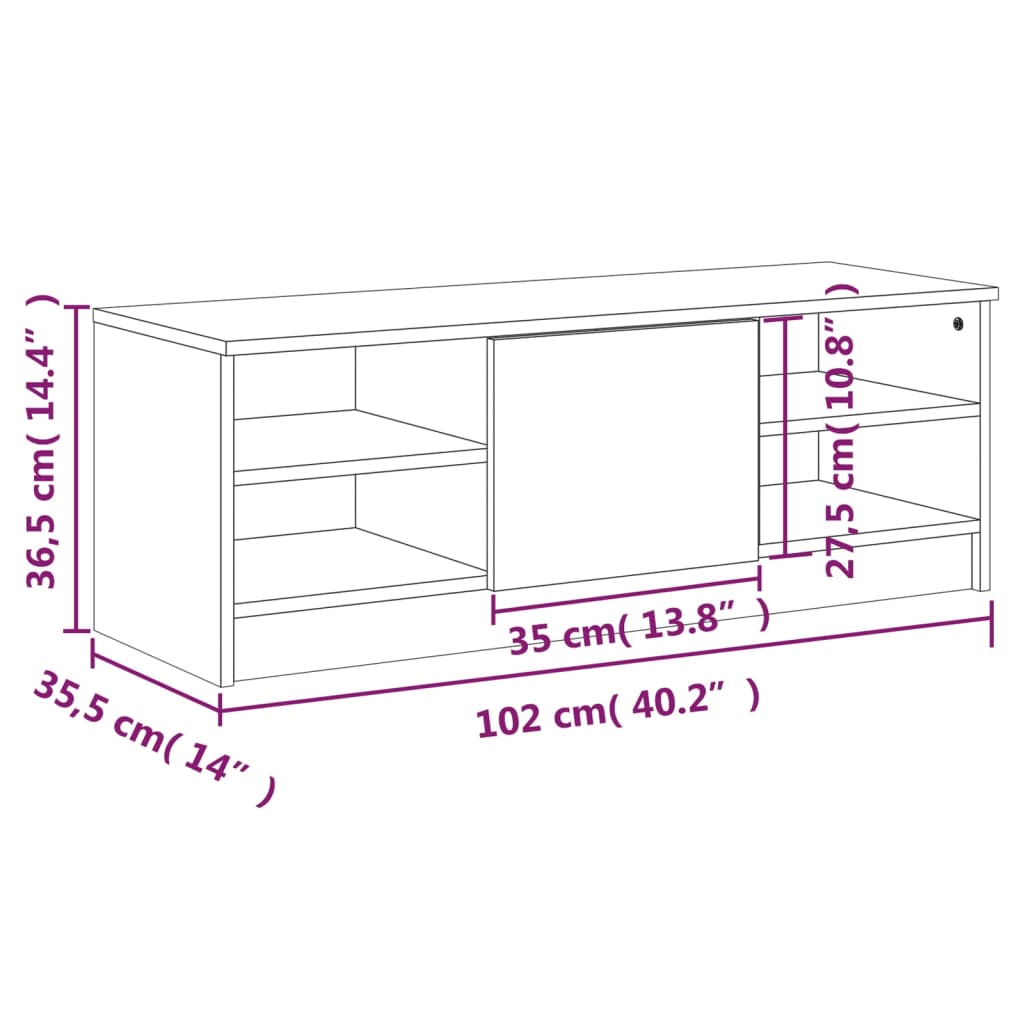 TV-Schrank Sonoma-Eiche 102x35x36,5 cm Holzwerkstoff