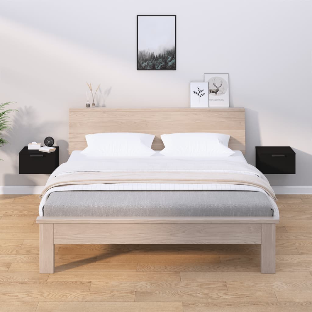 Wand-Nachttische 2 Stk. Schwarz 34x30x20 cm