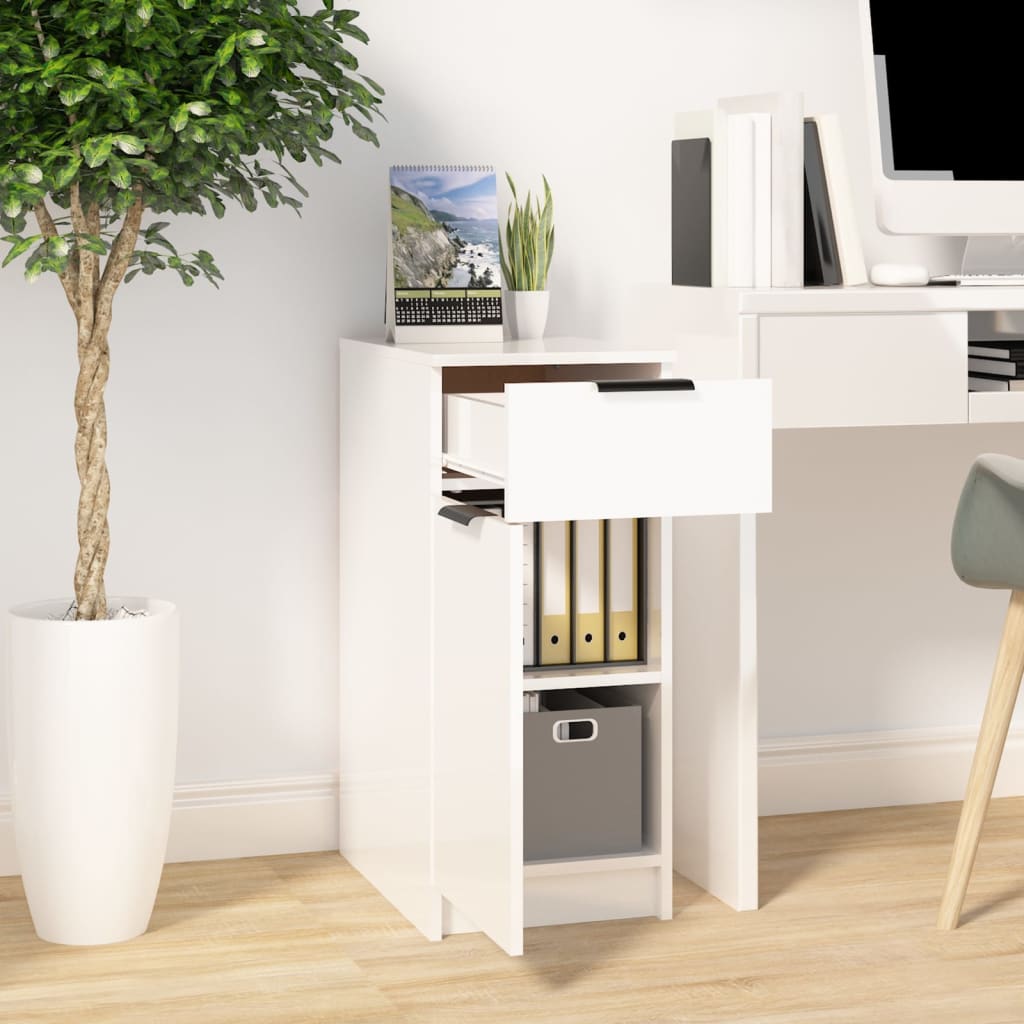 Schreibtischschrank Hochglanz-Weiß 33,5x50x75 cm Holzwerkstoff
