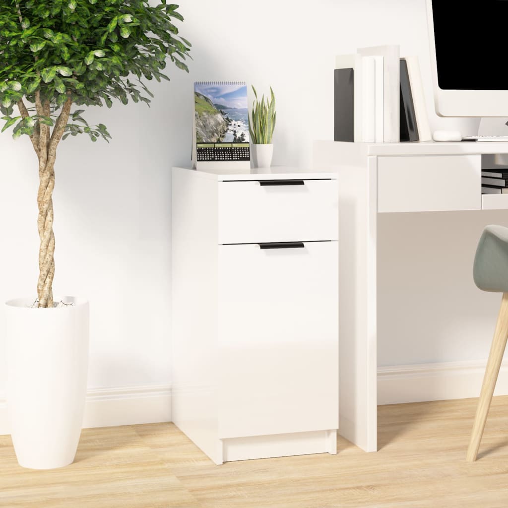 Schreibtischschrank Hochglanz-Weiß 33,5x50x75 cm Holzwerkstoff