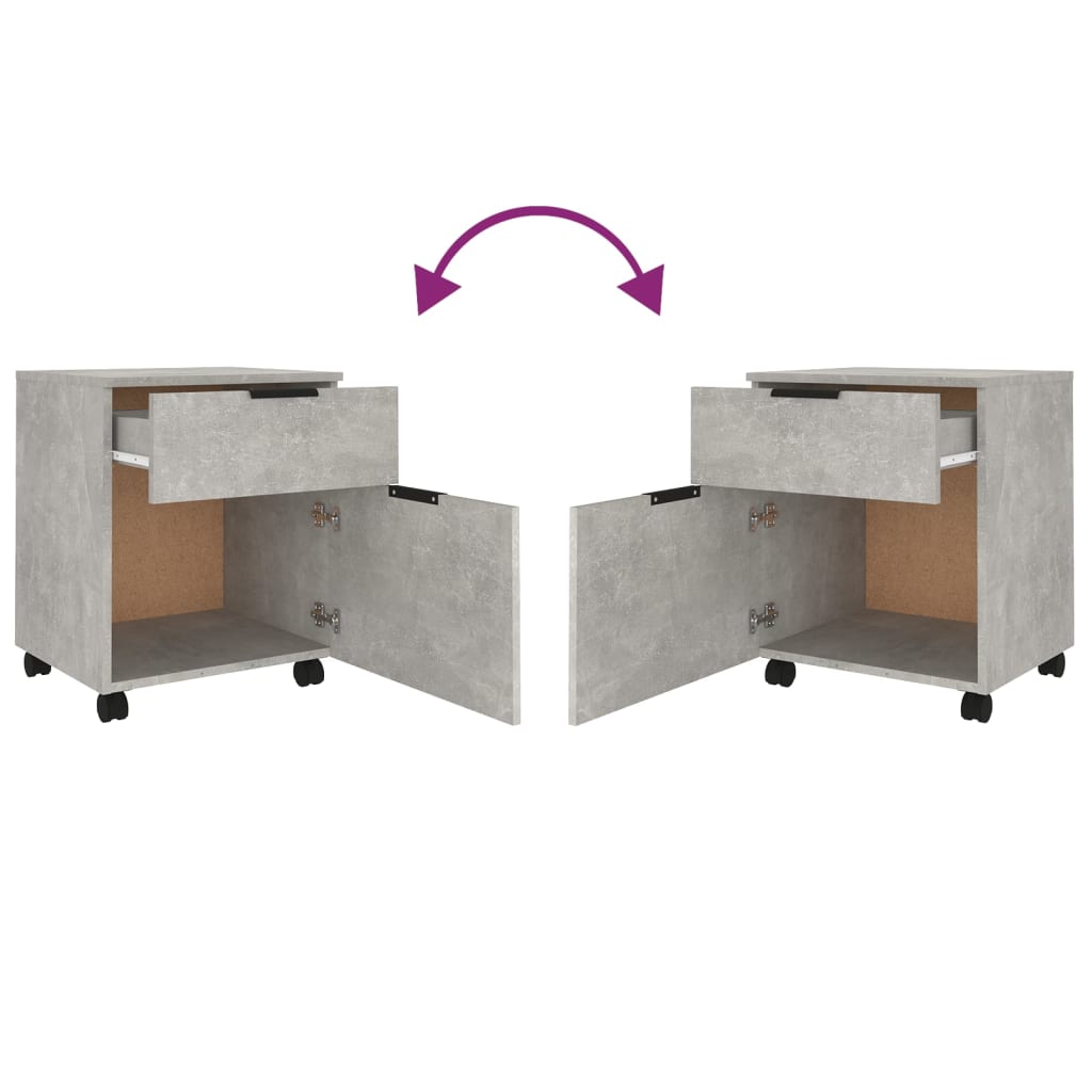 Mobiler Aktenschrank mit Rollen Betongrau 45x38x54 cm