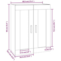 Thumbnail for Wandschrank Weiß 69,5x32,5x90 cm Holzwerkstoff