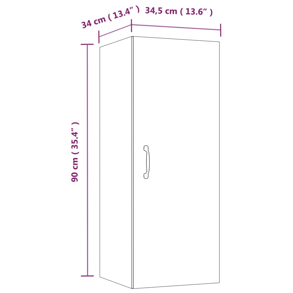 Wandschrank Weiß 34,5x34x90 cm Holzwerkstoff