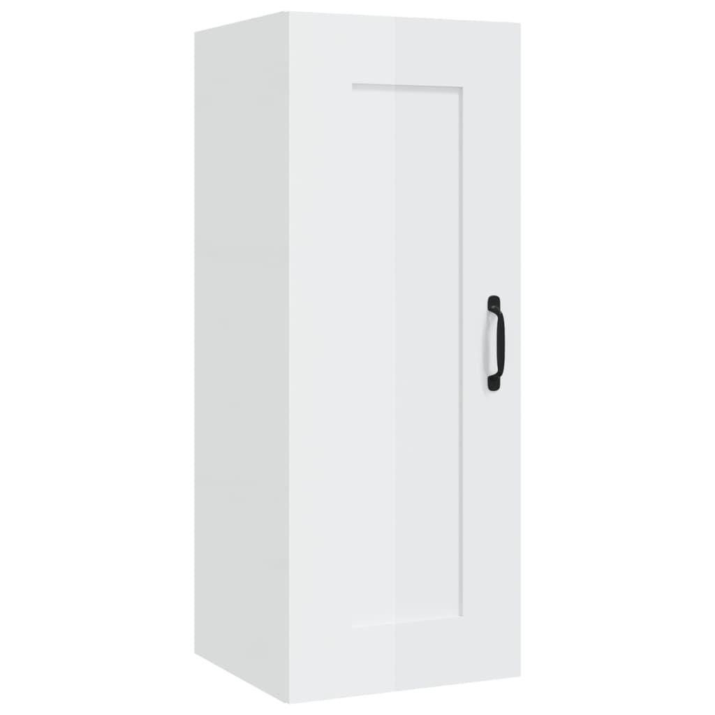 Hängeschrank Hochglanz-Weiß 35x34x90 cm Holzwerkstoff