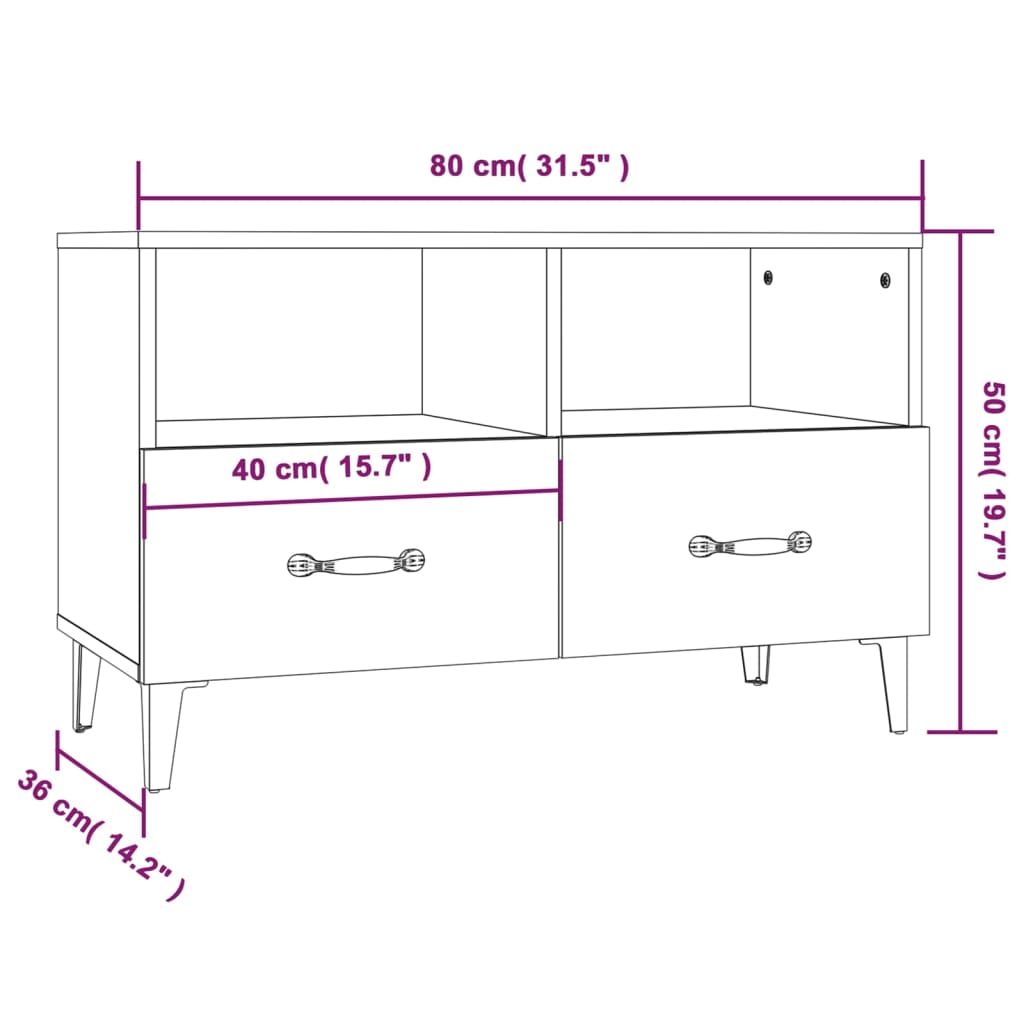 vidaXL TV-Schrank Betongrau 80x36x50 cm Holzwerkstoff