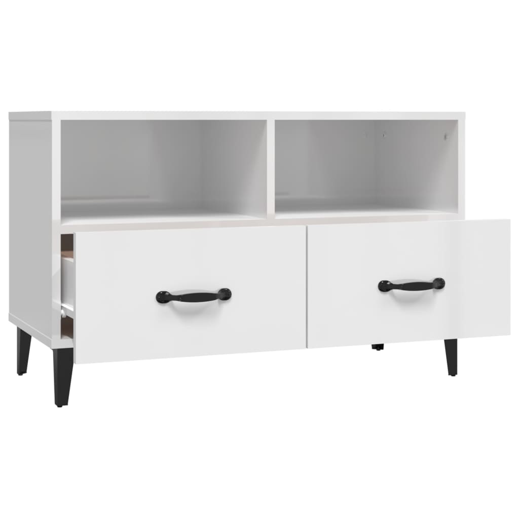 vidaXL TV-Schrank Hochglanz-Weiß 80x36x50 cm Holzwerkstoff