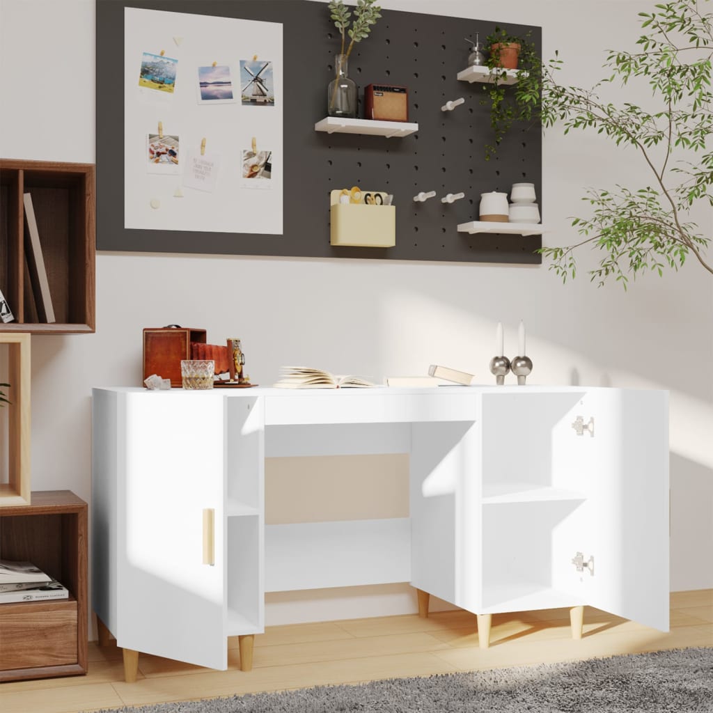 Schreibtisch Hochglanz-Weiß 140x50x75 cm Holzwerkstoff