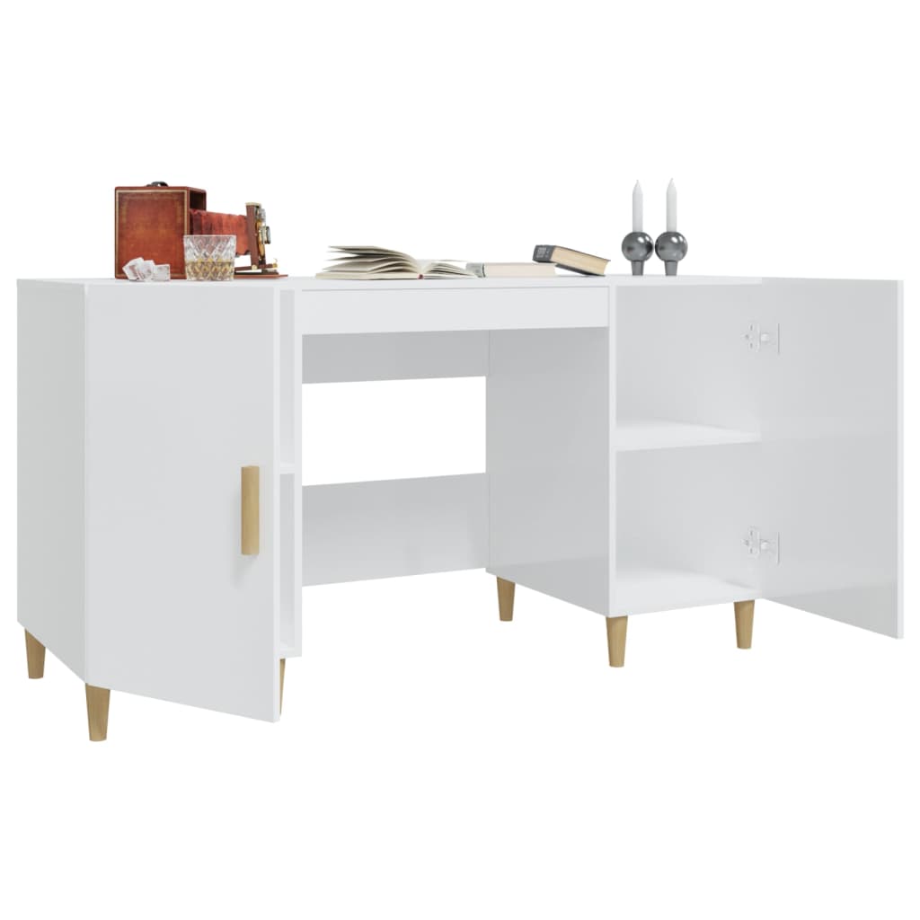 Schreibtisch Hochglanz-Weiß 140x50x75 cm Holzwerkstoff