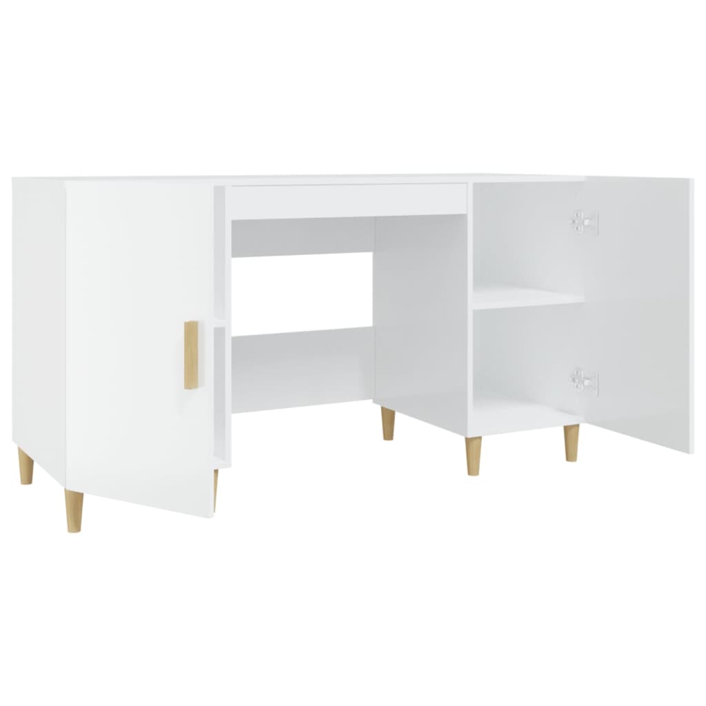 Schreibtisch Hochglanz-Weiß 140x50x75 cm Holzwerkstoff