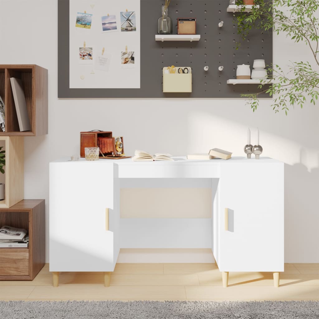 Schreibtisch Hochglanz-Weiß 140x50x75 cm Holzwerkstoff