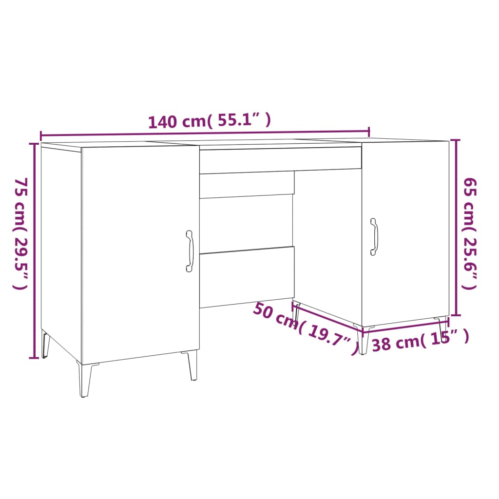 Schreibtisch Weiß 140x50x75 cm Holzwerkstoff