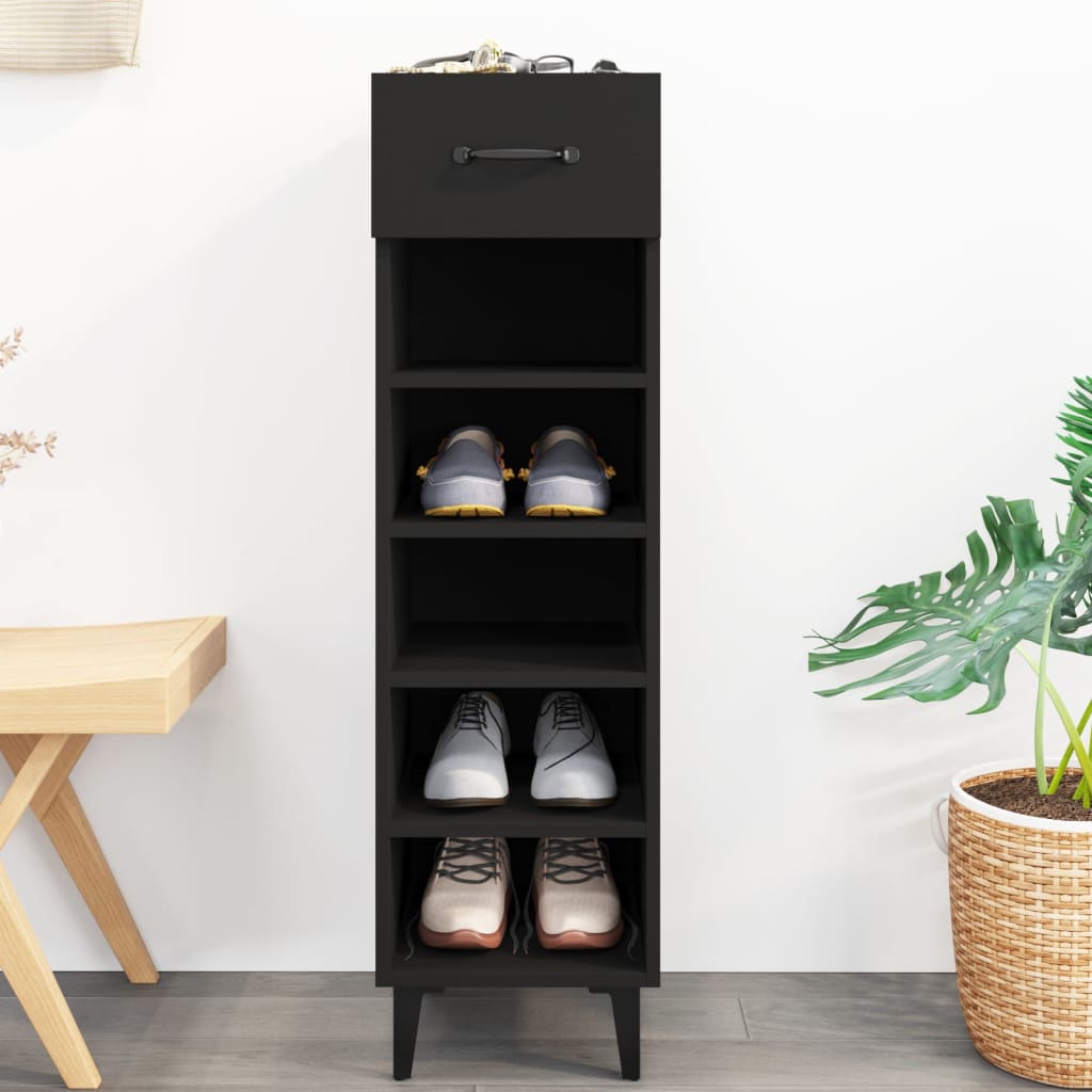 Schuhschrank Schwarz 30x35x105 cm Holzwerkstoff