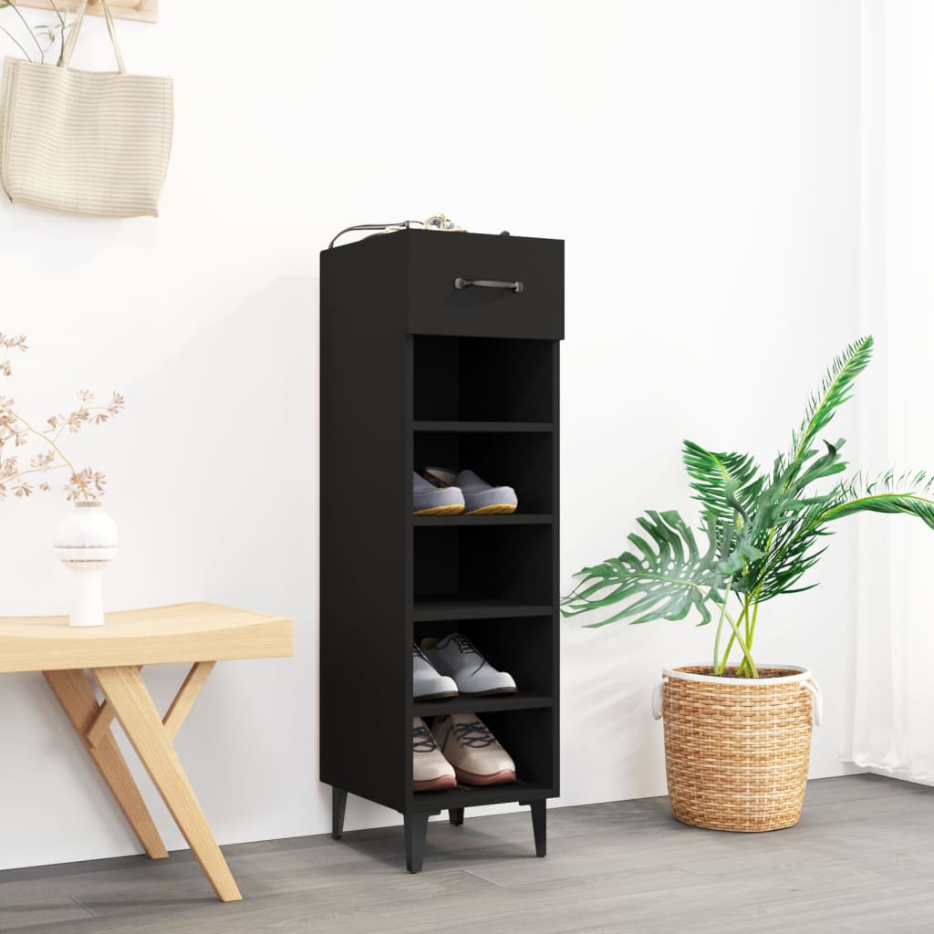 Schuhschrank Schwarz 30x35x105 cm Holzwerkstoff