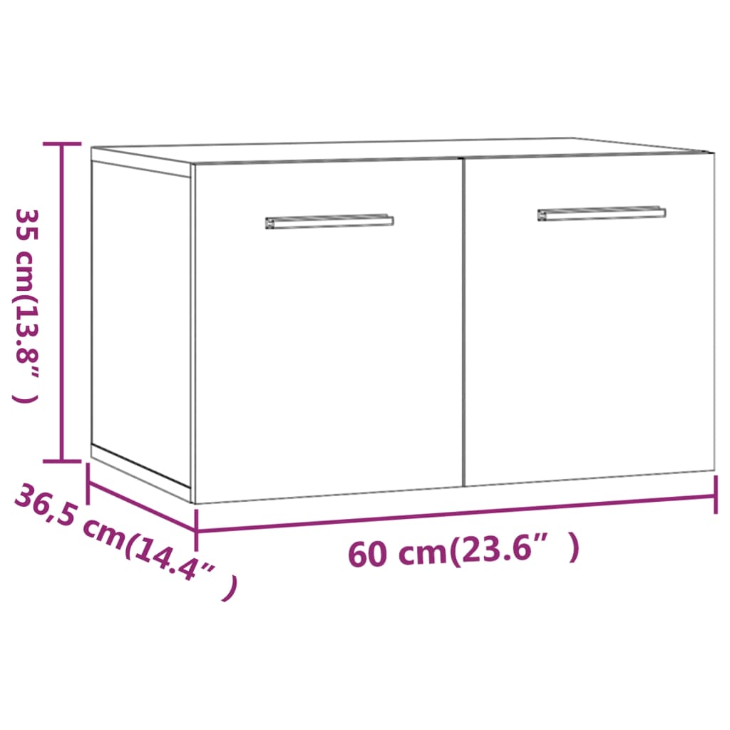 Wandschrank Schwarz 60x36,5x35 cm Holzwerkstoff