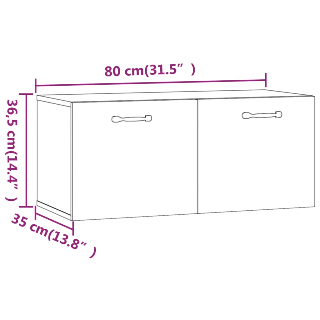 Wandschrank Schwarz 80x35x36,5 cm Holzwerkstoff