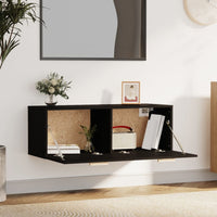 Thumbnail for Wandschrank Schwarz 100x36,5x35 cm Holzwerkstoff