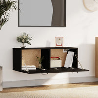 Thumbnail for Wandschrank Schwarz 100x36,5x35 cm Holzwerkstoff