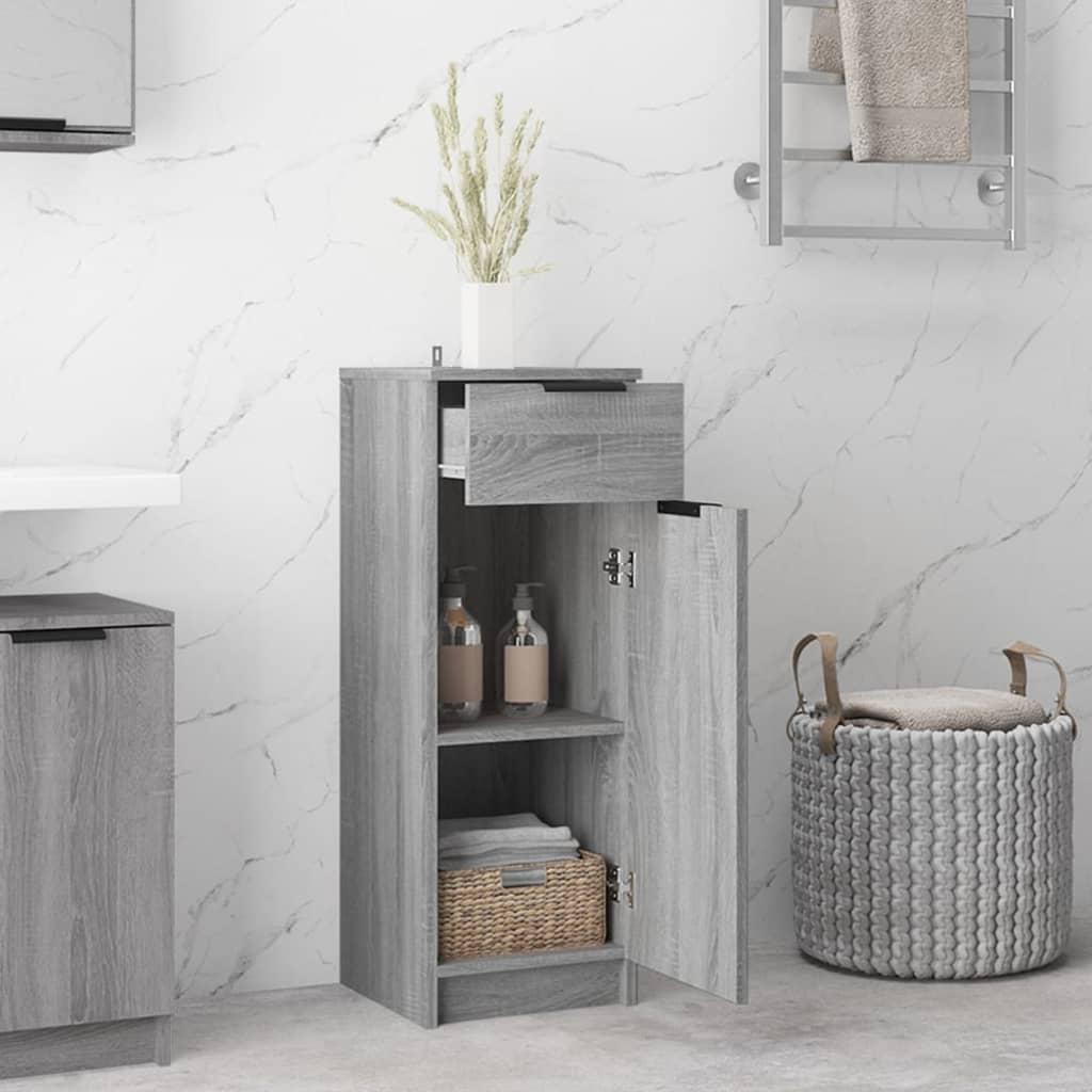 Badezimmerschrank Grau Sonoma 32x34x90 cm Holzwerkstoff
