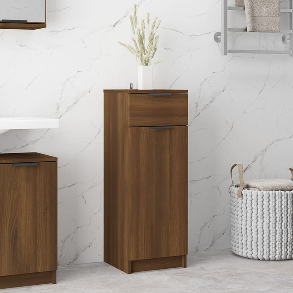 Badezimmerschrank Braun Eiche 32x34x90 cm Holzwerkstoff