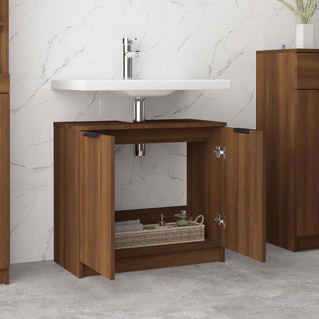 Badezimmerschrank Braun Eiche 64,5x33,5x59 cm Holzwerkstoff